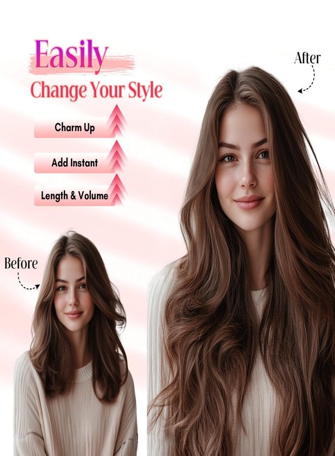 Rich Choices 100% Real Human Halo Hair Extensions Wave Remy Invisible Wire In Hair Extensions Human Hair Clip in Hair Piece 12 Inch #4 Medium Brown - Image 5